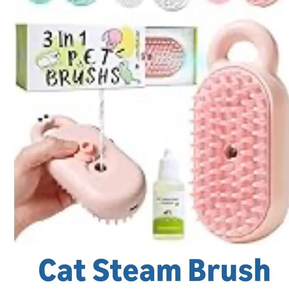 Cat & Dog Steam Brush 3-in-1 Pet Hair Remover, Cleaner & Massager for All Pets
